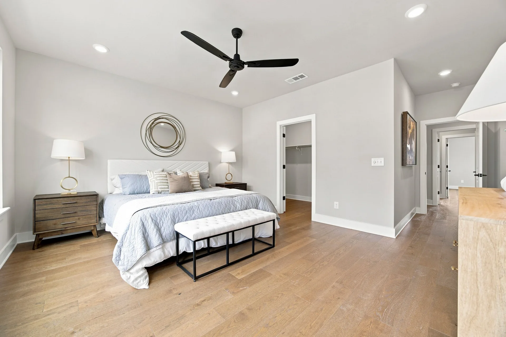 Primary bedroom, second angle — teal collection